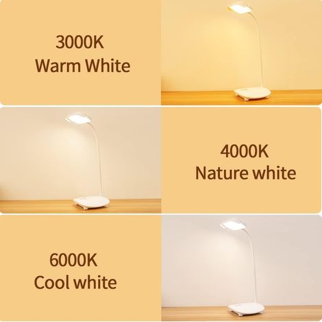 Schreibtischlampe, kabellos, Tischlampe, wiederaufladbar über USB, Akku, 2 3200 mAh, 40 LEDs, Leselampe für Kinder, Touch-Lampe, 3 Farben, 6 dimmbare Modi, Akku-Nachttischlampe für Schlafzimmer (1/4)