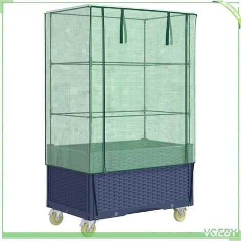Jardinière surélevée - FAFEICY - 4015836 - Housse étanche - 4 roues (2 freins) - Aspect rotin (1/5)