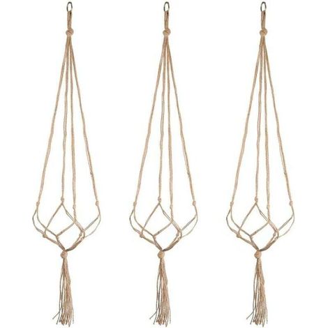 colgadores para plantas, colgadores de yute para macetas, soportes de macramé para plantas con llaveros para decoración de interiores y exteriores. (1/4)