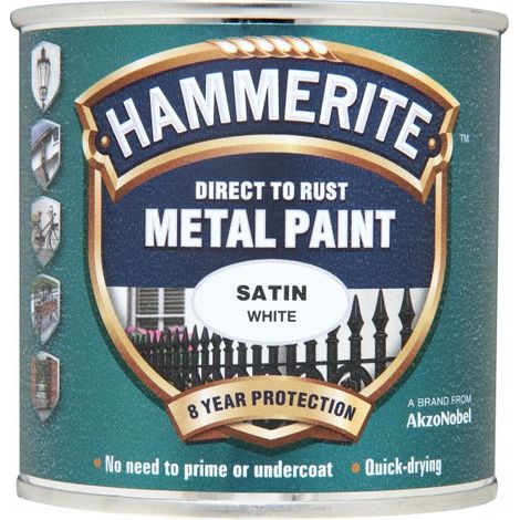 Direct to Rust Satin Finish Metal Paint White 250ml (1/5)