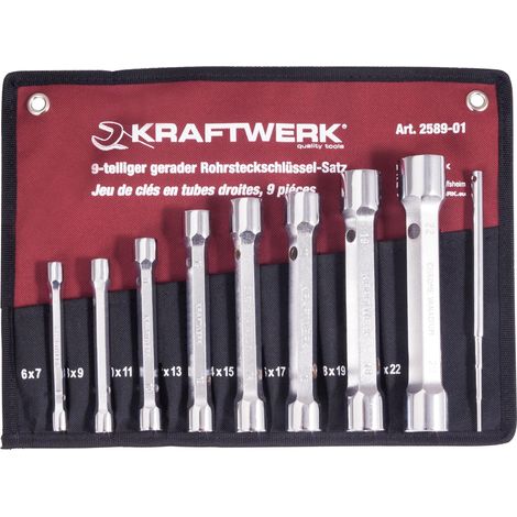 Kraftwerk Jeu de clés à douille à tige 6-22 mm, 9 pièces.