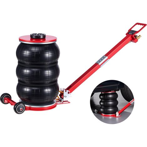 Cric Pneumatique 5 T Plage 140-464 mm, Cric de Levage Pneumatique à Triple Coussin d'Air et Six Tubes en Acier, Levage Rapide, Poignée Longue Réglable, pour Réparation Voiture SUV Atelier Garage (1/5)