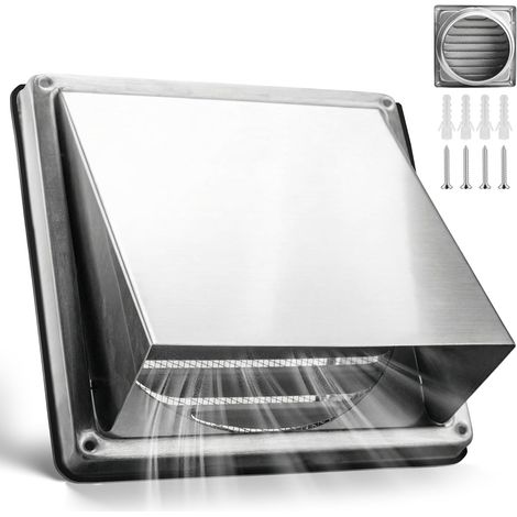 Grille d'aération en Acier Inoxydable, Diamètre 125 mm, Résistante aux Intempéries avec Moustiquaire Grille D'évacuation Ventilation pour Sèche-linge Garage Cuisine Salle de Bain (1/5)