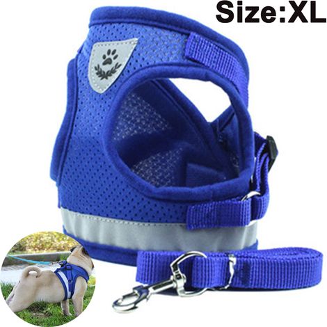 Ensemble harnais et laisse pour chiens et chats, harnais rembourré en maille douce, harnais de poitrine réfléchissant, réglable et respirant pour la marche, la course et l'entraînement. (1/4)