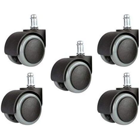 5 Pack Universal Office Chair Replacement Wheels 2" 11mm Standard Size - Black/Grey (1/4)