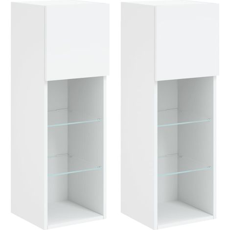 Mueble TV multimedia Estante TV Aparador TV Comedor Salón Dormitorio con luces LED 2 piezas 305 x 30 x 90 cm blanco 020028836