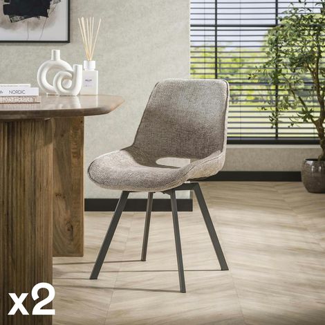 Chaise pivotante confort – beige, dos ajouré (lot de 2) ASCOLI (1/3)