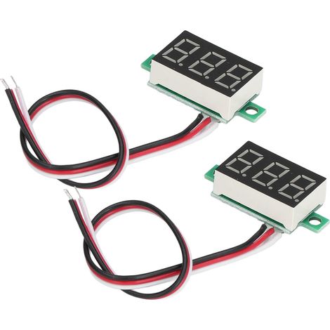 2 Stück digitales Voltmeter, Spannungsmesser mit 3 Drähten, 0,36 Zoll grüne LED-Anzeige, DC 0,00 V – 30,0 V (1/5)