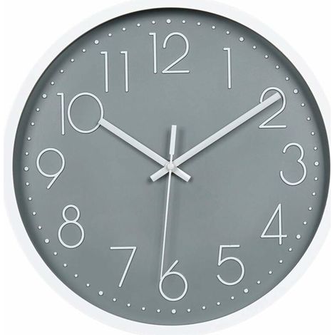 royaluxe - 12 Moderne Horloge Murale Mute Silencieuse Pendule Murale pour La Chambre Cuisine Salon - Gris (1/5)