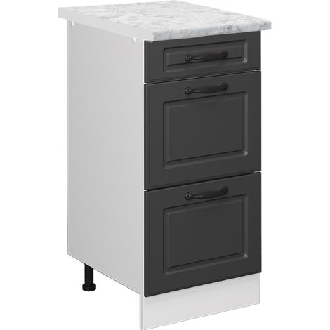 Mobiletto base per cucina R-Line, Antracite casa di campagna, 40 cm PL Marmo, Vicco