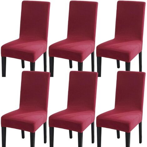 Elastischer Spandex-Stuhlbezug, Stretch-Stuhlbezug (6 Stück, Groß, Rot)