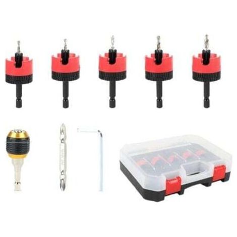 Senkbohrer-Set – 7-teiliges Senkbohrer-Set für Holz, einstellbare Tiefe, 6,5-mm-Sechskantschaft mit Anschlag, für Scharniere und Dübel