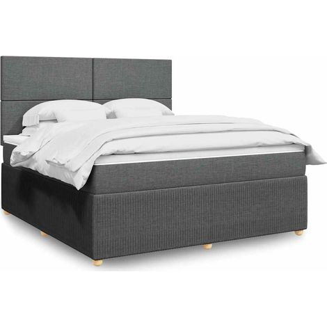 Boxspringbett mit Matratze Dunkelgrau 180x200 cm Stoff