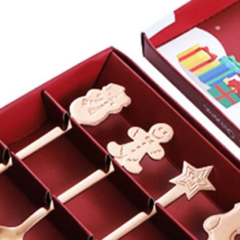 Cuillères à café en acier inoxydable doré rose, lot de couverts à dessert et gâteau, cadeau de Noël pour famille et amis (1/2)