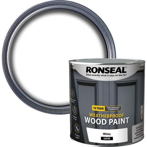 Ronseal 10 Year Weatherproof Wood Paint - White - Satin - 2.5L