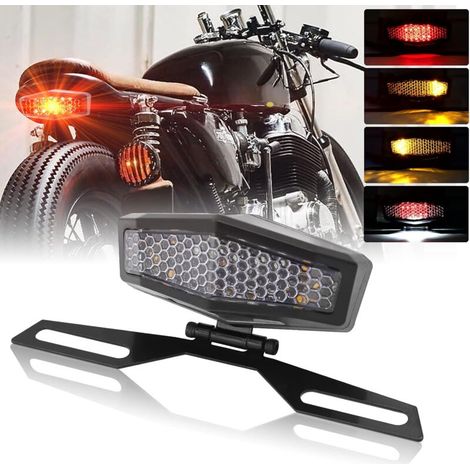 LED-Motorrad-Rücklicht mit Kennzeichenlampenhalterung, integrierte Blinker, Bremslicht, universell für Motorrad, Dirt Bike, Roller, ATV.