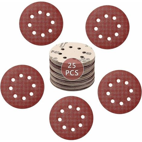 125mm Sanding Discs Pack of 25 8 Hole Sanding Discs - - 5 x 60/80/120/180/240 (1/5)