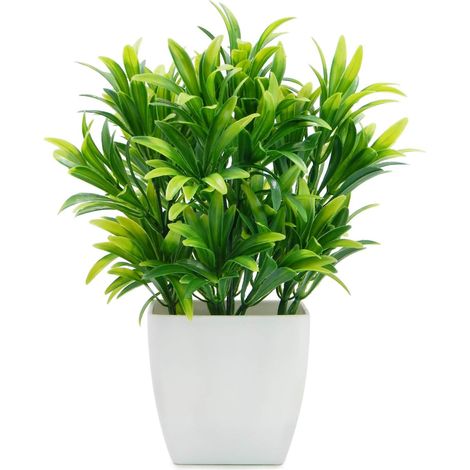 Mini Plantes Artificielles Plantes en Plastique avec Vase Carré Faux Plastique Maison Plantes Vertes pour Bureau (1/5)