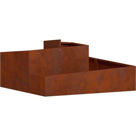 Cache-pot de jardin moderne extérieur 100 x 100 x 50 cm design industriel en acier patiné (1/5)