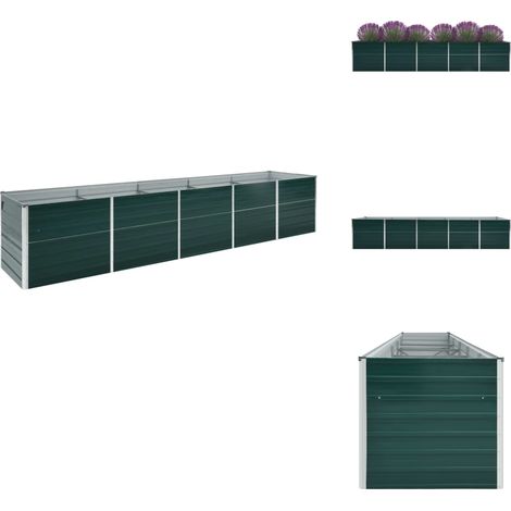 Garten-Hochbeet Verzinkter Stahl 400x80x45 cm Grün - Hochbeet - Gartenhochbeet - Stahlteich - Gemüsegarten - Blumengarten (1/5)