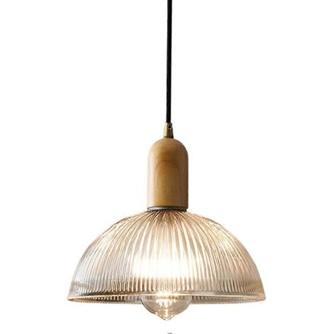 Suspension élégante en bois naturel style nordique rétro pour salle à manger et chambre - Lampe suspendue élégante couleur bois naturel (1/5)