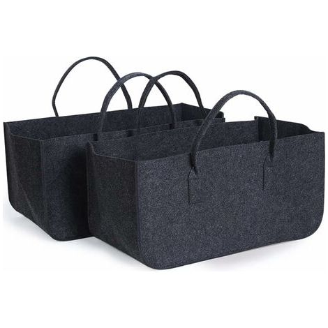 Pair - Sac Porte Bûches, 2pcs Panier à Bûches de Cheminée, Panier à bois de Chauffage, Sac de Rangement pour Journaux, Paniers Pique-Nique, Jouets, Faire du Shopping, etc(Gris, 50 x 25 x 25 cm) (1/5)