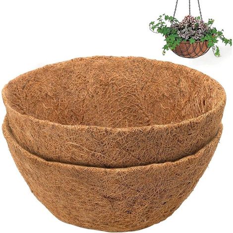 2 PCS insert de noix de coco 30 cm insert de noix de coco naturel pour paniers suspendus coco tapis de noix de coco panier suspendu insert de remplacement de noix de coco panier suspendu pour pot de f (1/5)