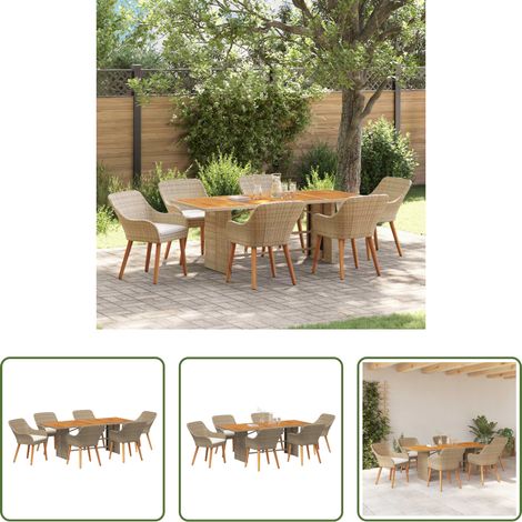 Gartentisch - Garten Essgruppe mit Kissen 7 pcs Beige Poly-Rattan (1/5)