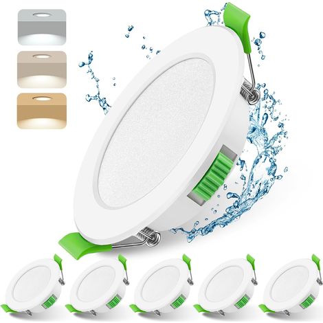 Lot de 6 LED Spot Encastrable Trou Φ 68mm, 7W Spots de Plafond Encastre Blanc Chaud 3000K Blanc Neutre 4000K Blanc Froid 6500K Réglable, 220V IP44 pour Salle de Bain Cuisine Rond Plat