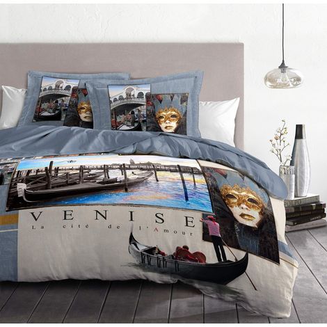 Parure de couette 100% coton 220x240 cm dream in Venise Bleu
