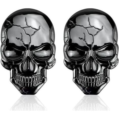 Stück 3D-Totenkopf-Fahrradaufkleber, Totenkopf-Autoaufkleber, Totenkopf-Tankaufkleber, Cool, Dekoriere dein Auto (Schwarz) 2 Stück (1/4)