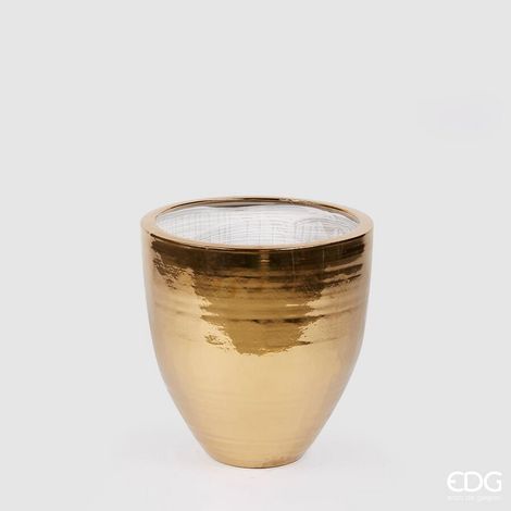 EDG Enzo De Gasperi Vaso Fenice Svasato H 45 Cm D 43 Cm Placcato Oro Waterproof