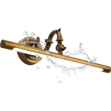 LED Vintage Bathroom Mirror Light, Make-up Mirror Bathroom Antique Brass Mirror lamp Waterproof Bathroom Wall Lamp Vanity Light 4000k Angle Adjustable Cabinet Light,45CM/9W (45CM/9 (35CM/7W) (1/5)