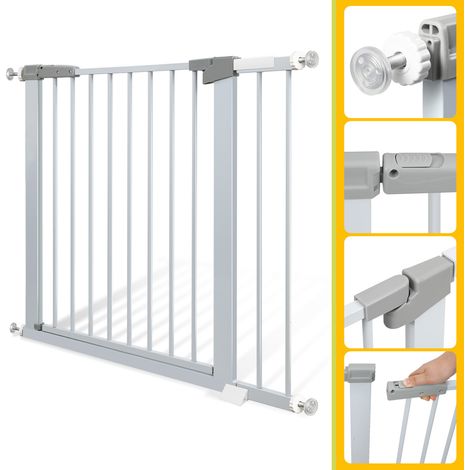 SWANEW Barriera di sicurezza 90-97cm Barriera di sicurezza per bambini per porte e corridoi colore bianco massima versatilità Bianco (1/5)