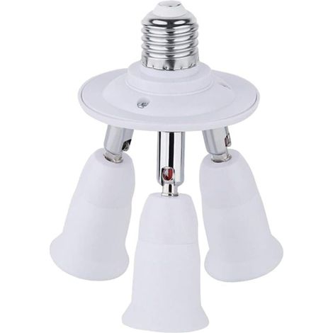 Adaptateur E27 3 en 1 pour Studio, Douille Triple a Vis pour Ampoules LED, Support de Plafonnier de Trois Lampes, 360 Degrés Réglable, Douille Multiple E27 pour Lampe UV Disco, Blanc (1/4)