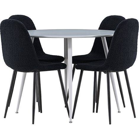 Plaza Essgruppe Tisch Ø100cm und 4 Teddy Stühle grau.