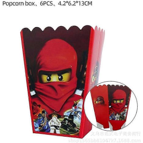 Assiettes en carton Ninjago, gobelets en carton, essuie-tout, boîtes de Rice Krispies, nappe de fond, nappe de fond avec fanions, anniversaire Ninjago (1/5)