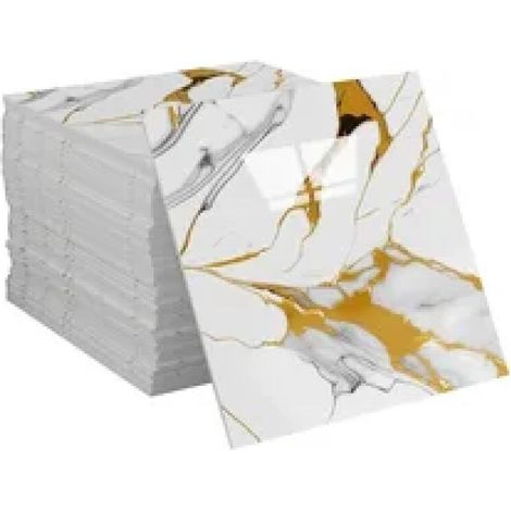 Un ensemble de 10 panneaux de papier peint autocollants à motif marbre (il ne s'agit pas de véritables carreaux, dimensions : 30 x 30 cm) (1/5)