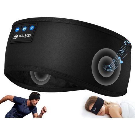 Bandeau Bluetooth pour Dormir avec Écouteurs Intégrés, Masque de Sommeil Occultant, Casque de Nuit Ultra Doux et Respirant, Doublure Étoilée Respirante Noir (1/5)