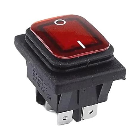 Interruptor basculante impermeable KCD4, interruptor de encendido de 2/3 posiciones, 6 pines, reiniciable o autoblocante, 16 A 250 VCA/20 A 125 VCA (ENCENDIDO-APAGADO, negro) (1/5)