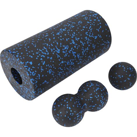 Lot de 3 rouleaux de massage en mousse : colonne de yoga, balle arachide pour sportifs, massage profond professionnel adapté aux courbes du corps. (1/5)