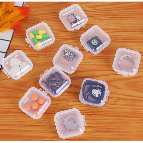 Boîte de Rangement Transparente Petite et Solide en PP, Surface Brillante, Idéale pour Bijoux, Pilules ou Boules Quiès (1/5)