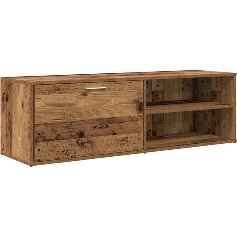Meuble TV vintage pratique espace rangement 120 x 34 x 37 cm en bois d'ingénierie vieux bois (1/5)