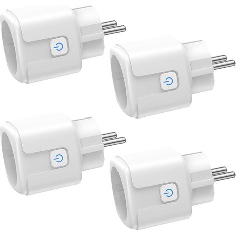 Intelligente WLAN-Steckdosen, 4er-Pack, 16A 3680W, mit Energieverbrauchsüberwachung, Fernsteuerungs- und Sprachsteuerungsfunktionen.