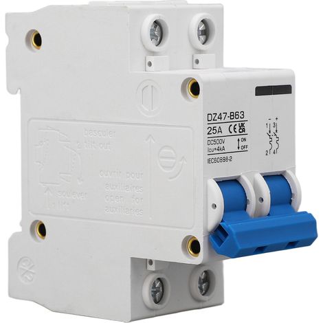 Disjoncteur miniature 2P CC type B 25 A sur rail DIN pour système photovoltaïque solaire 500 V CC (1/5)
