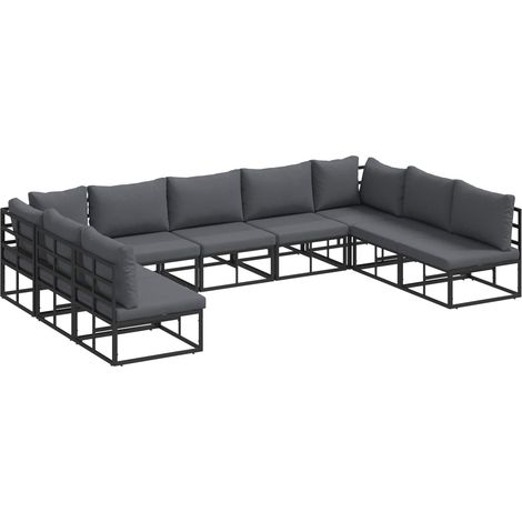 Maison Exclusive - Set Divano da Giardino con cuscino 9 pcs Nero Alluminio