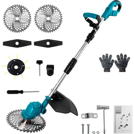 Débroussailleuse sans fil compatible avec les batteries 18 V (sans batterie) Débroussailleuse pliable à 180 °, moteur sans balais 750 W, tête pivotante à 90° pour le jardin et l'entretien de la pelou (1/5)