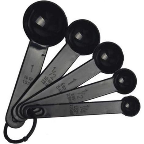 Set de 5 cuillères à mesurer - Cuillères doseuses - Cuisine - Noir (1/2)