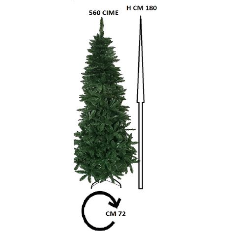 Albero di natale verde slim VARIE MISURE artificiale alto stretto SALVASPAZIO  folto pieno ignifugo apertura ad ombrello - MISURA: 180 CM