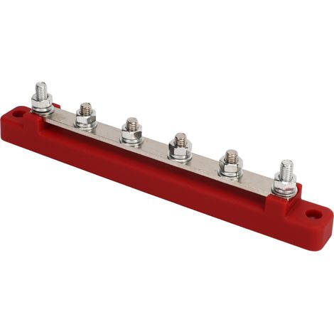 Répartiteur de courant 150A 12V-48V CC, bloc de jonction 6 bornes vis M6, barre omnibus pour auto bateau, rouge (1/5)